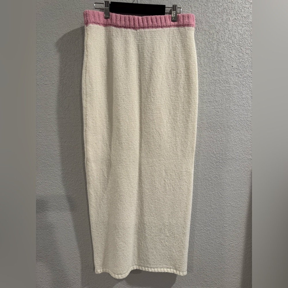 VICI Collection Arwen Contrast Knit Tank & Pencil Midi Skirt Cream/Pink M - Picture 8 of 9